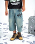 INITIAL BAGGY JORTS - BLUE CREAM
